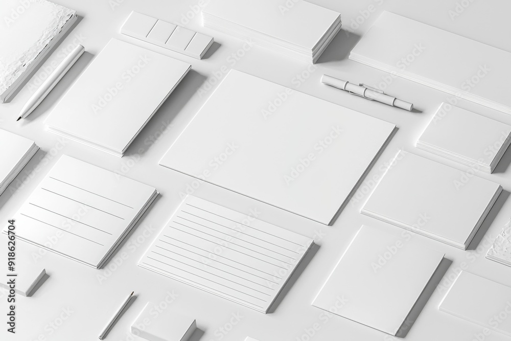 Realistic blank stationery set mockup isolated created with generative ai Realistic blank stationery set mockup isolated created with generative ai