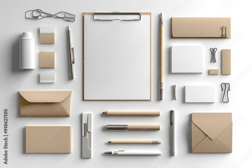 Realistic blank stationery set mockup isolated created with generative ai Realistic blank stationery set mockup isolated created with generative ai