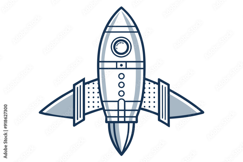 Obraz premium An icon of a rocket ship designed in black and white, representing adventure and the spirit of space exploration.
