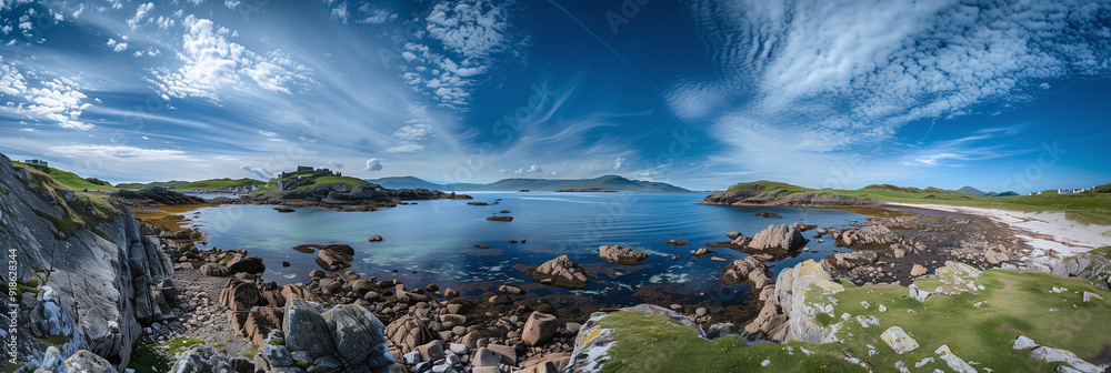 Rocky Coastal Landscape with Clear Blue Waters and Dramatic Sky on Iona Island Rocky Coastal Landscape with Clear Blue Waters and Dramatic Sky on Iona Island