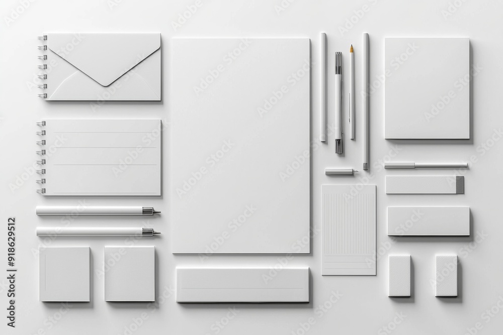 Realistic blank stationery set mockup isolated created with generative ai Realistic blank stationery set mockup isolated created with generative ai