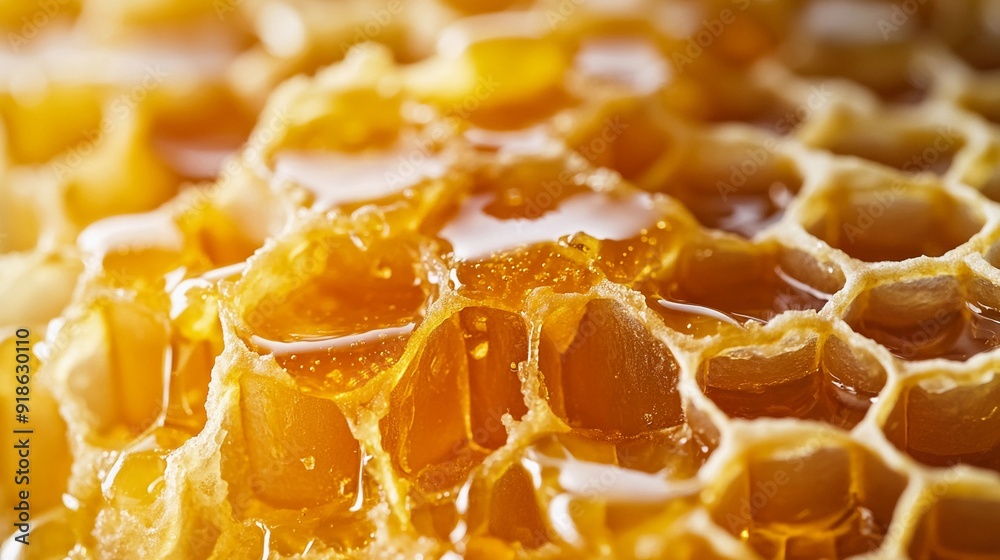 Golden Nectar: Honeycomb Close-Up