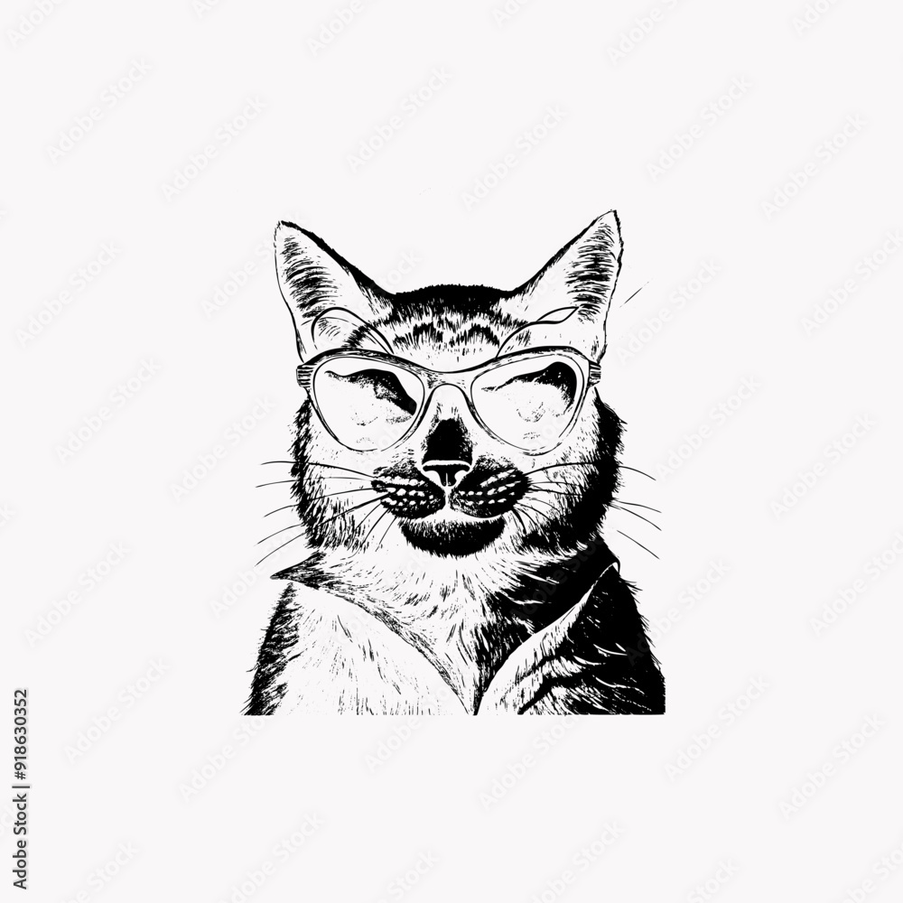 Fototapeta premium Cool Cat in Sunglasses - Vibrant Vector Silhouette Design