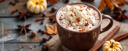 Hot chocolate with autumn spices