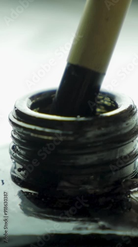 The chinese writing brush and ink. Brush and ink. Traditional accessories for calligraphic writing in Chinese