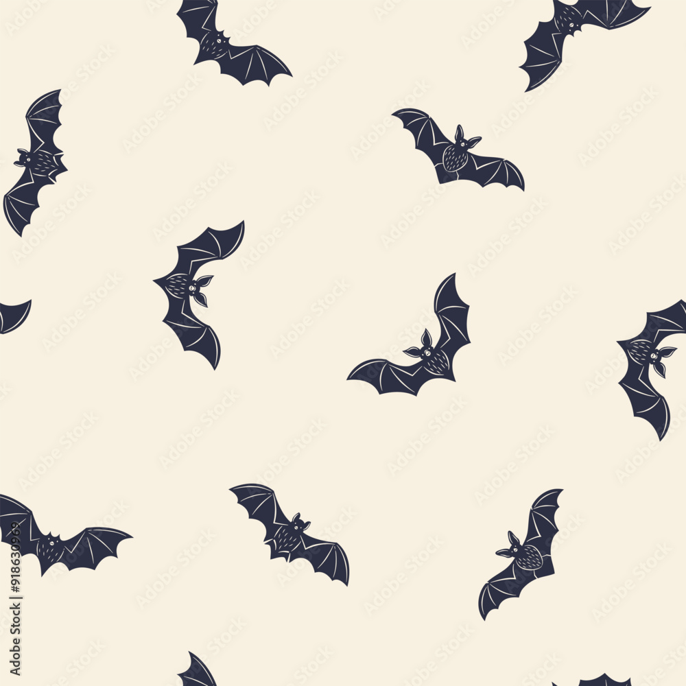 Fototapeta premium Halloween seamless pattern. Bats icons isolated on white background. Vector illustration