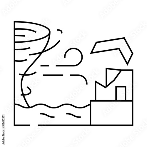 typhoon weather line icon vector. typhoon weather sign. isolated contour symbol black illustration