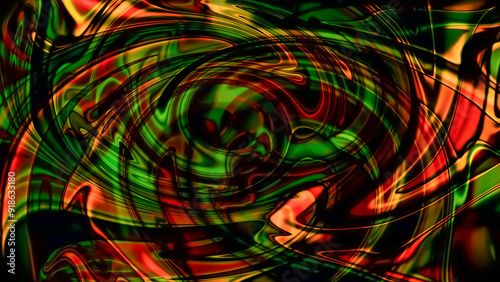 Liquid shapes and waves abstract background. Dark, colorful modern art fluid texture