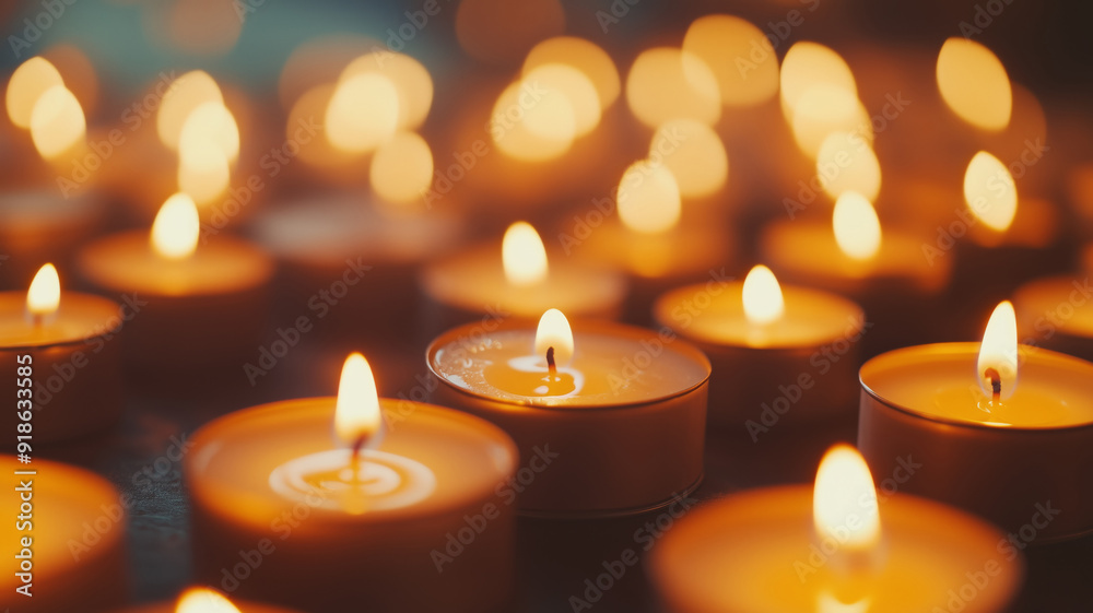A warm glow of countless candles flickering softly in a serene space, creating a peaceful atmosphere during a quiet evening A warm glow of countless candles flickering softly in a serene space, creating a peaceful atmosphere during a quiet evening