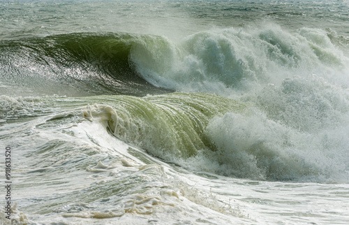Waves crashing on the beach