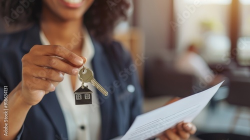 Woman realtor offering the ...