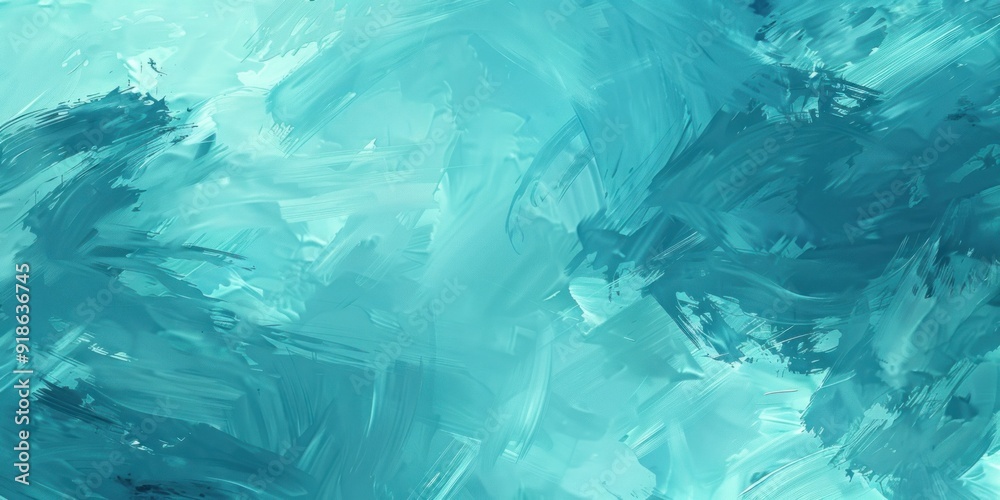 Obraz premium Abstract cyan painted background with dynamic brush strokes and a textured appearance. The vibrant blue tones create a refreshing and energetic visual effect, ideal for modern design projects.