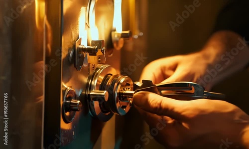 Locksmith at Work: Expertly Opening a High-Security Lock photo