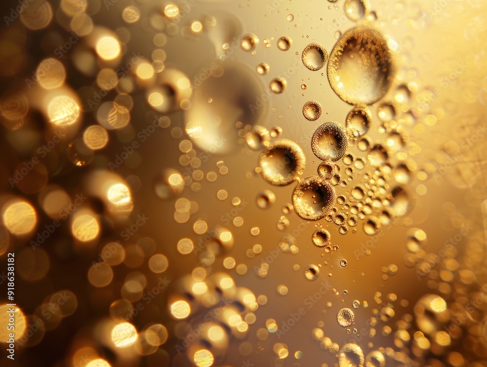 golden drink with bubbles, refreshing background