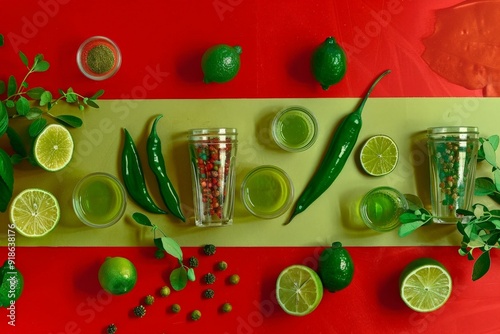 Lime and chili pepper backg...