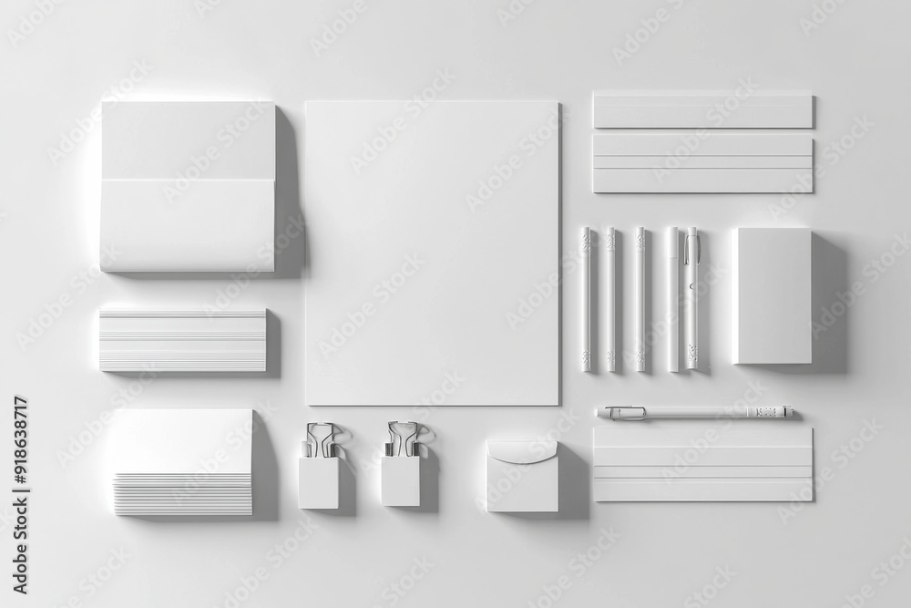 Realistic blank stationery set mockup isolated created with generative ai Realistic blank stationery set mockup isolated created with generative ai