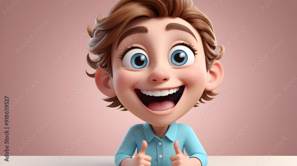 A 3D character with a smiley expression against a white Background A 3D character with a smiley expression against a white Background