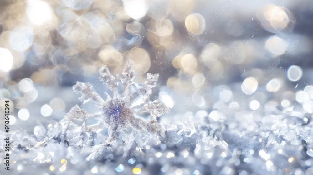 Delicate snowflake in a winter wonderland, perfect for slow motion videos and background use in seasonal projects Delicate snowflake in a winter wonderland, perfect for slow motion videos and background use in seasonal projects