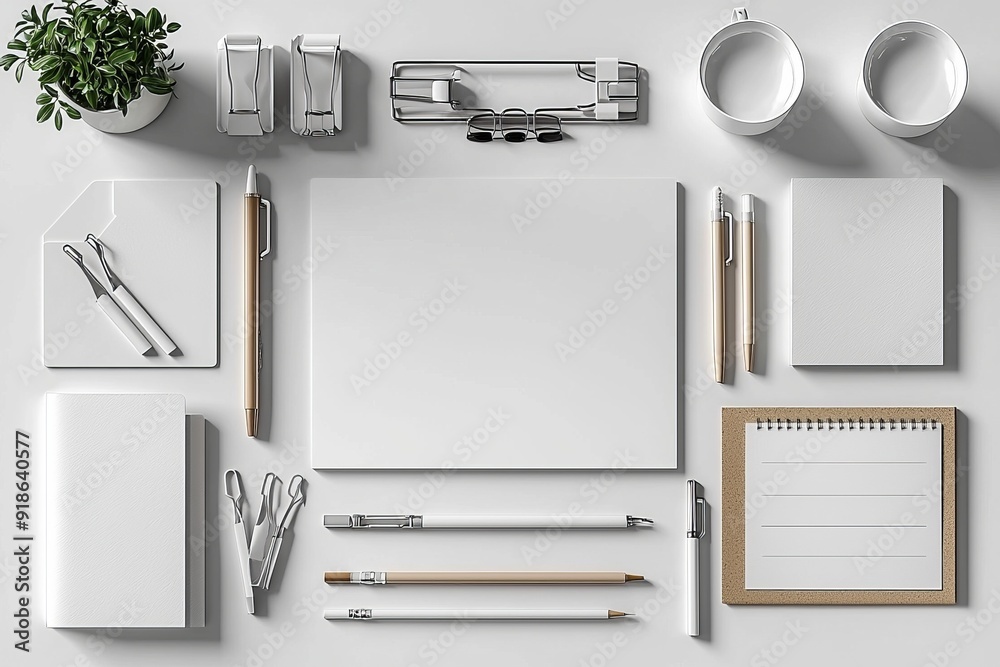 Realistic blank stationery set mockup isolated created with generative ai Realistic blank stationery set mockup isolated created with generative ai