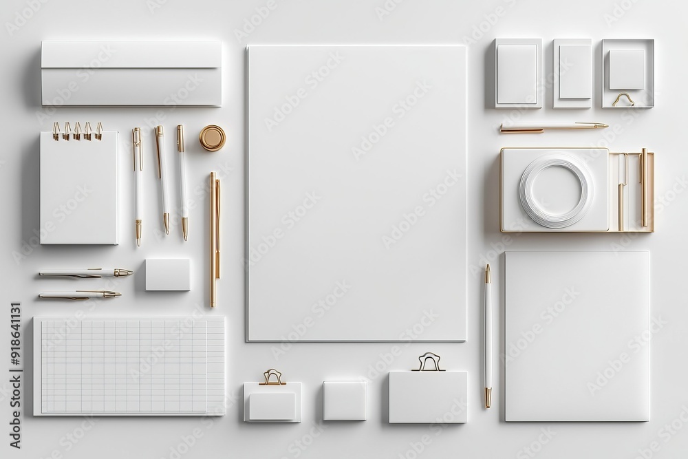 Realistic blank stationery set mockup isolated created with generative ai Realistic blank stationery set mockup isolated created with generative ai