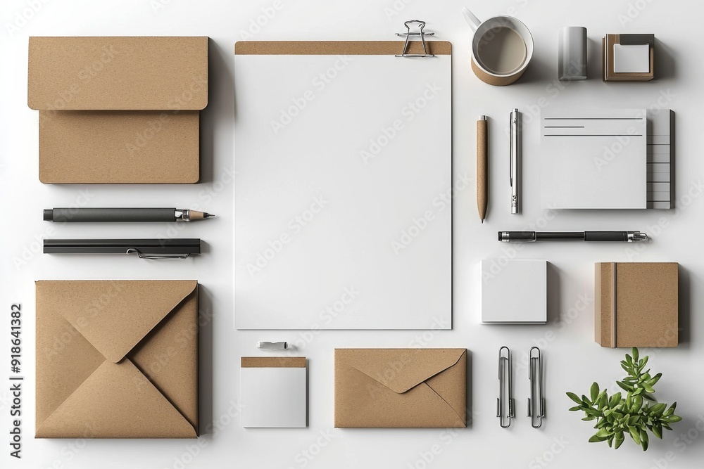 Realistic blank stationery set mockup isolated created with generative ai Realistic blank stationery set mockup isolated created with generative ai