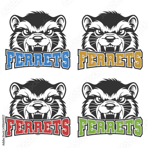 Ferrets Illustration Clip Art Design Shape. Mascot Silhouette Icon Vector.