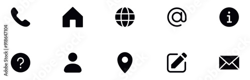 Contact us icon. Web icons set , home, location, call, at, email, address, globe, chat, message, mail, envelope, telephone, information, support, ask, website, icon. communication contact icon