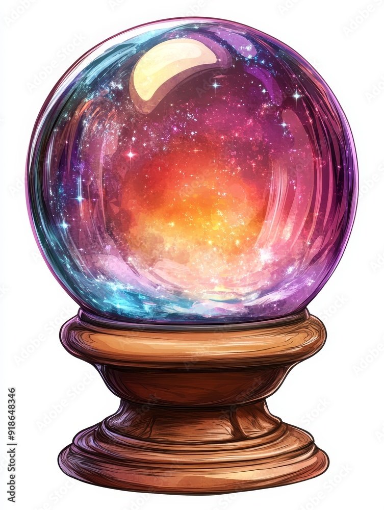 Cosmic Crystal Ball on Wooden Stand Cosmic Crystal Ball on Wooden Stand