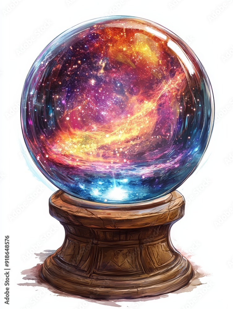Mystical Cosmic Orb on Wooden Stand Mystical Cosmic Orb on Wooden Stand