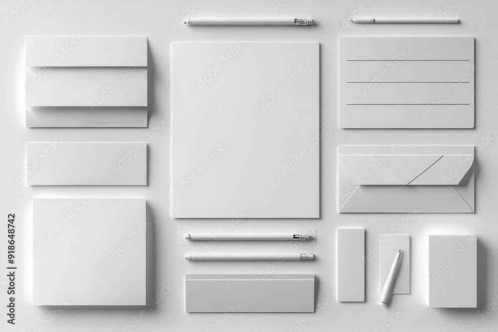 Realistic blank stationery set mockup isolated created with generative ai Realistic blank stationery set mockup isolated created with generative ai