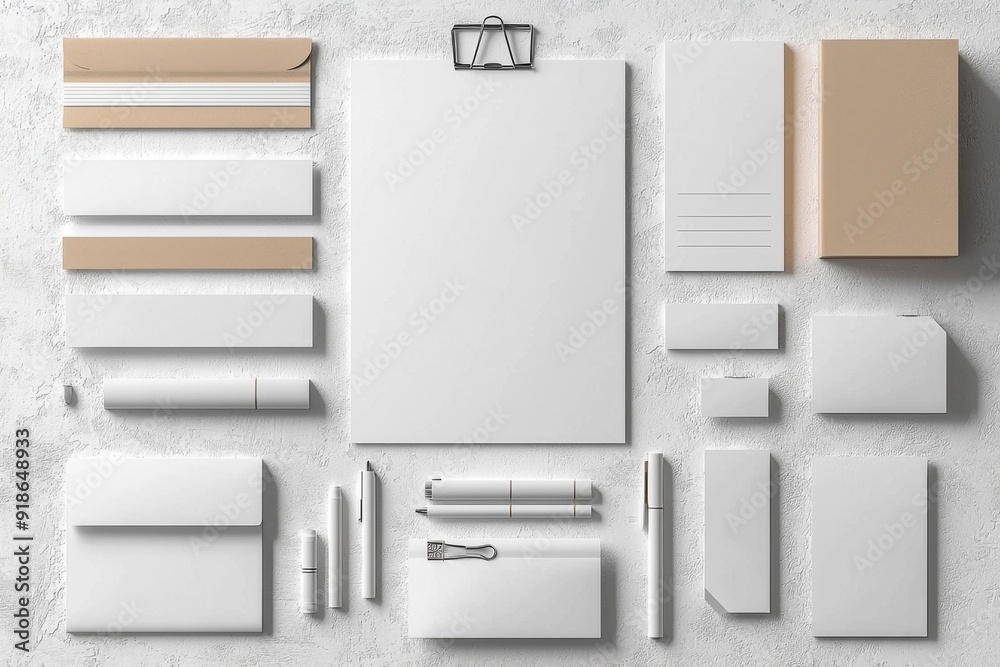 Realistic blank stationery set mockup isolated created with generative ai Realistic blank stationery set mockup isolated created with generative ai