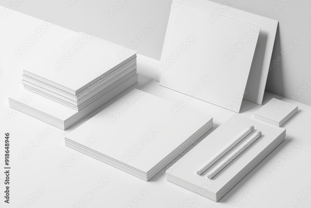 Realistic blank stationery set mockup isolated created with generative ai Realistic blank stationery set mockup isolated created with generative ai