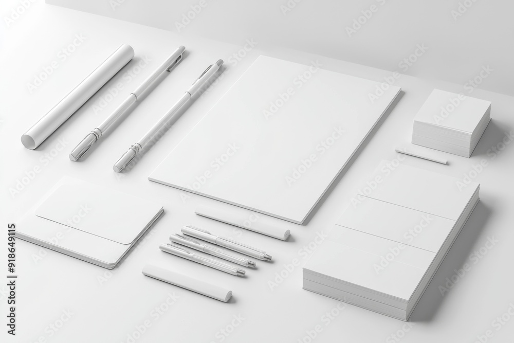 Realistic blank stationery set mockup isolated created with generative ai Realistic blank stationery set mockup isolated created with generative ai