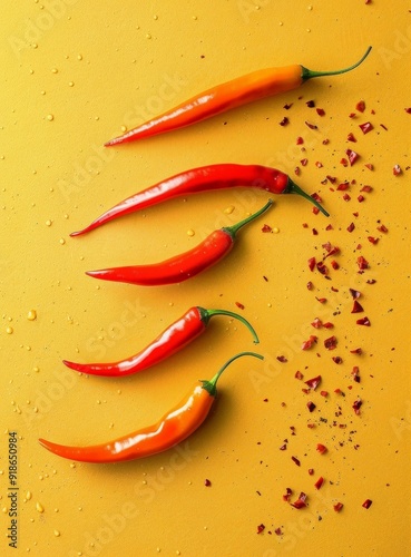 Red hot chili peppers on a ...