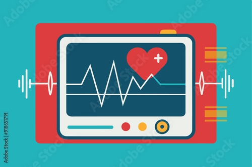 Heart pulse. Red and white colors. Heartbeat lone, cardiogram. Flat style vector illustration. stock illustration