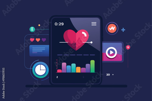 Big Set of Widgets. Social Media UI Concept. Editable Banners for Chats, Gallery, Weather, Clock, Music Player, Searching, Day Planner, Calendar, Health and Sleep Tracker.