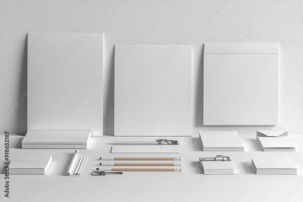 Realistic blank stationery set mockup isolated created with generative ai Realistic blank stationery set mockup isolated created with generative ai