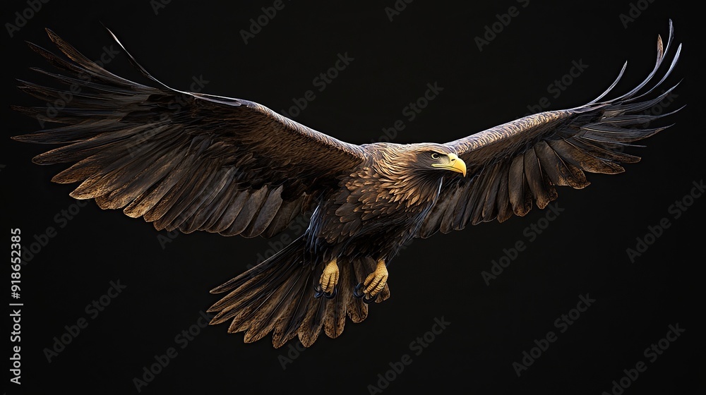 Obraz premium Eagle with spread wings isolated on black background.