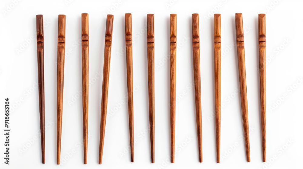 Set of elegant wooden chopsticks cut out on a clean white background. Set of elegant wooden chopsticks cut out on a clean white background.