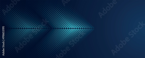 Dark blue abstract background with glowing arrow lines. Modern shiny blue geometric lines design. Technology futuristic concept. Horizontal banner