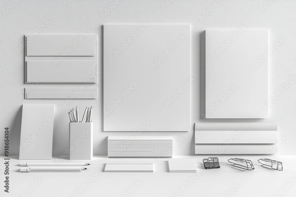 Realistic blank stationery set mockup isolated created with generative ai Realistic blank stationery set mockup isolated created with generative ai