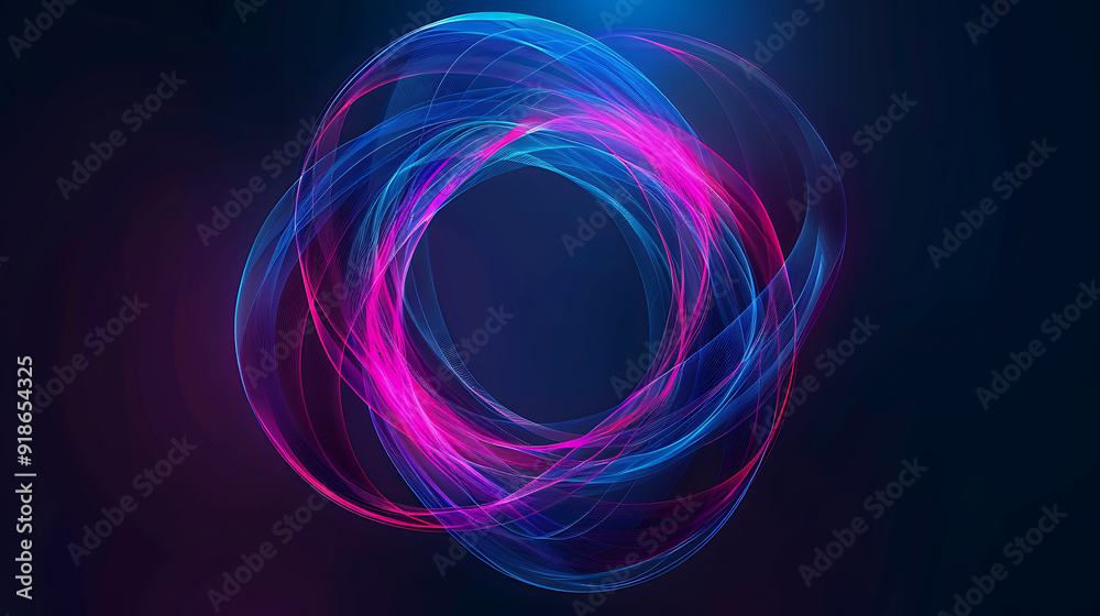 a circular shape made of vibrant, neon lines in shades of blue and pink. These lines intertwine to form a complex pattern that resembles a torus or loop a circular shape made of vibrant, neon lines in shades of blue and pink. These lines intertwine to form a complex pattern that resembles a torus or loop
