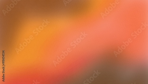 Abstract flat style Vintage soft blur defocused noise grainy freeform gradient background with Fire engine red, Giants orange, Tangerine, Brown, mid century modern colors airbrush copy space text area photo