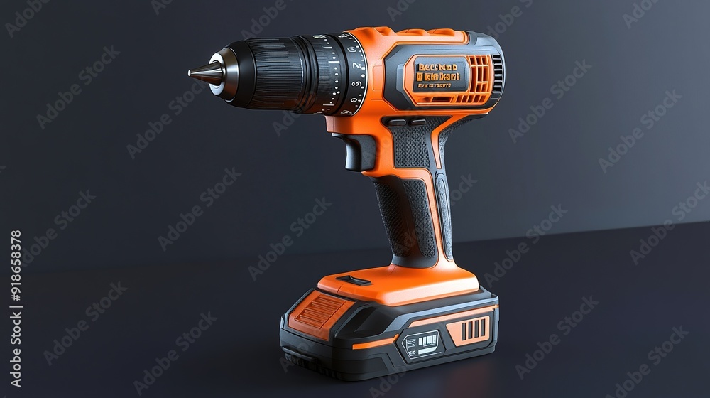 Orange and black cordless drill isolated on black background. Orange and black cordless drill isolated on black background.