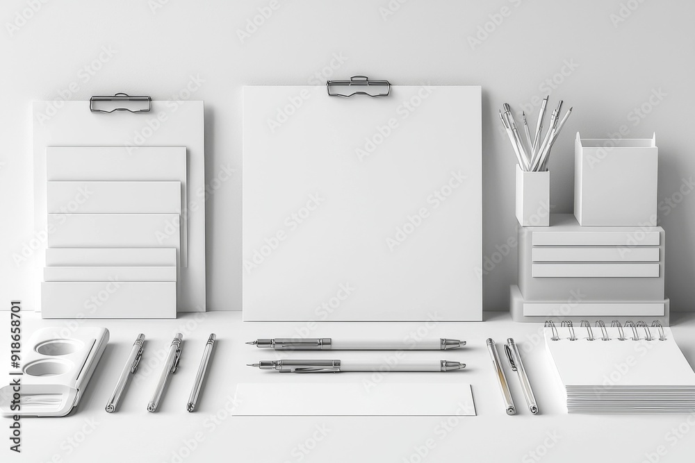 Realistic blank stationery set mockup isolated created with generative ai Realistic blank stationery set mockup isolated created with generative ai