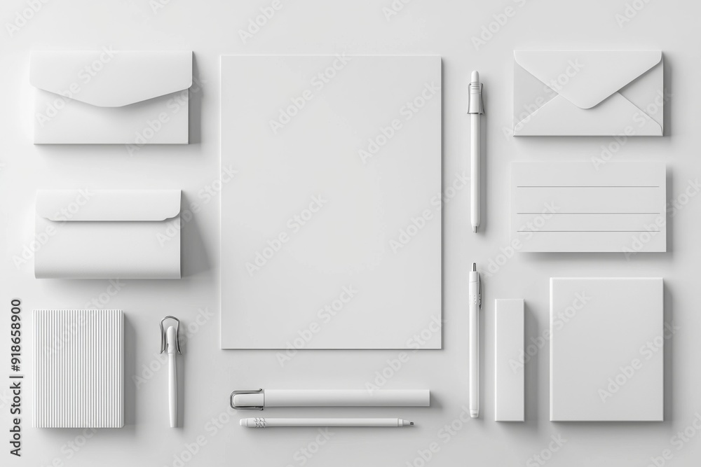 Realistic blank stationery set mockup isolated created with generative ai Realistic blank stationery set mockup isolated created with generative ai