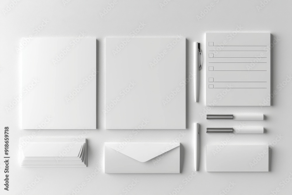 Realistic blank stationery set mockup isolated created with generative ai Realistic blank stationery set mockup isolated created with generative ai