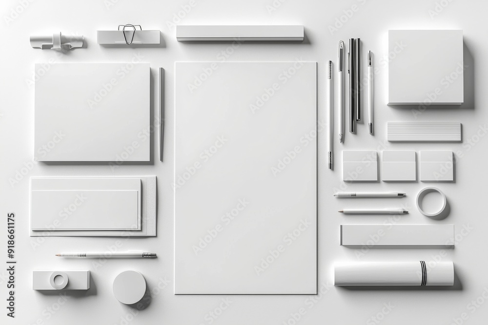 Realistic blank stationery set mockup isolated created with generative ai Realistic blank stationery set mockup isolated created with generative ai
