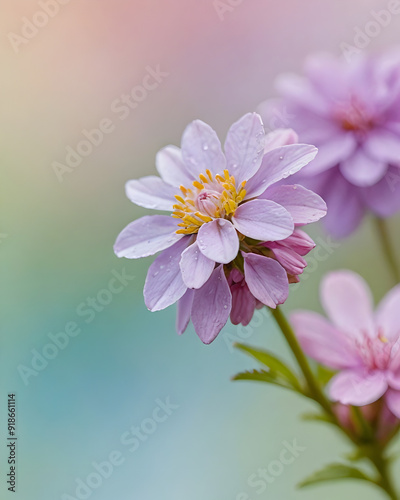 Macro flores moradas y amarillas