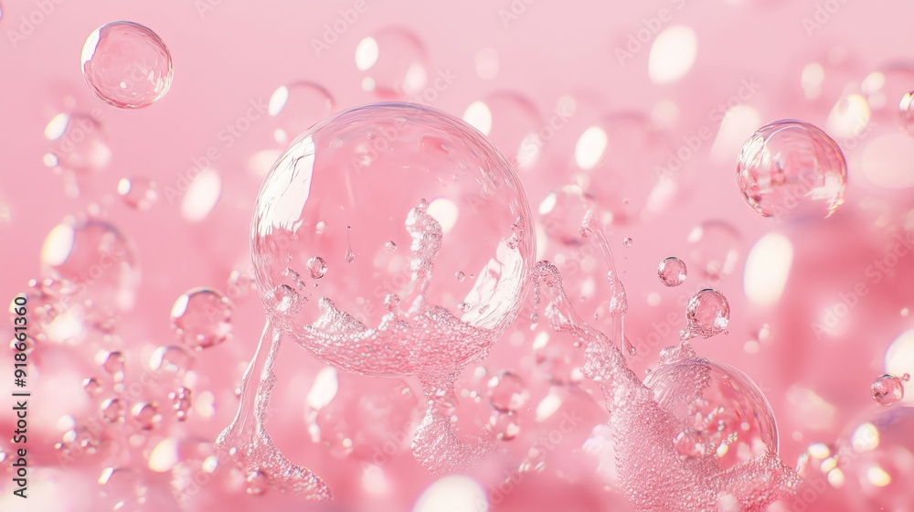 Aesthetic Image of Playful Pink Bubbles in Liquid Aesthetic Image of Playful Pink Bubbles in Liquid